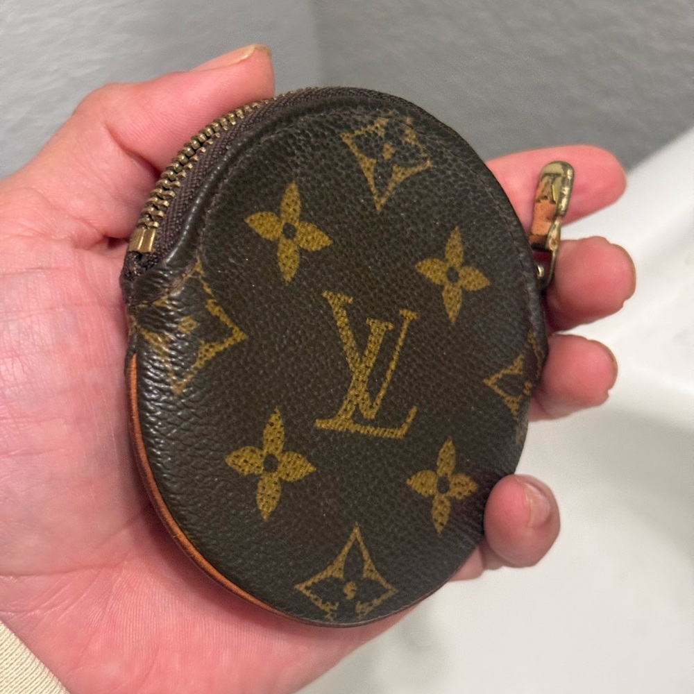 Louis Vuitton Monogram Round Coin Pouch - Brown/Gold vintage rare purse - Picture 3 of 8